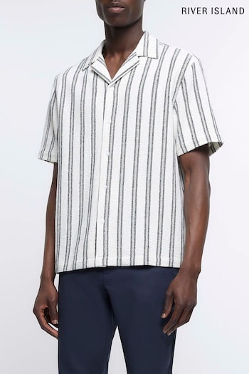 River Island White Stripe Open Weave Shirt (N34042) | £33