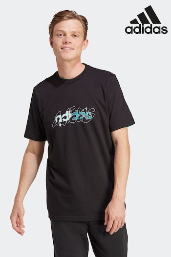 adidas Black Sportswear Illustrated Linear Graphic T-Shirt (N34061) | £23