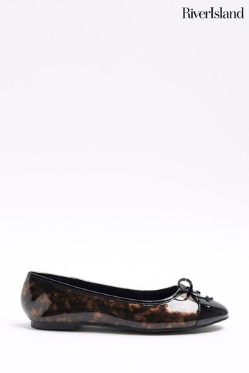 River Island Brown Bow Tie Ballet Shoes (N34077) | £30