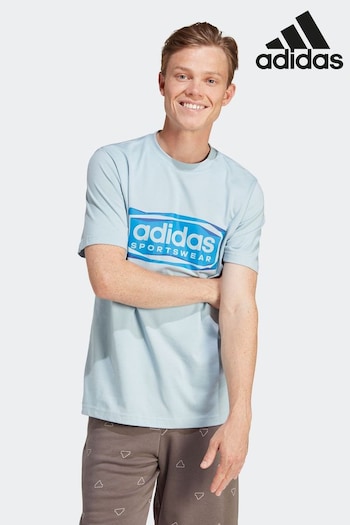 adidas Blue Folded Sportswear Graphic T-Shirt (N34098) | £23