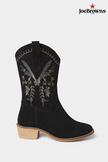 Joe Browns Black Belvedere Embroidered Suede Boots (N34119) | £94