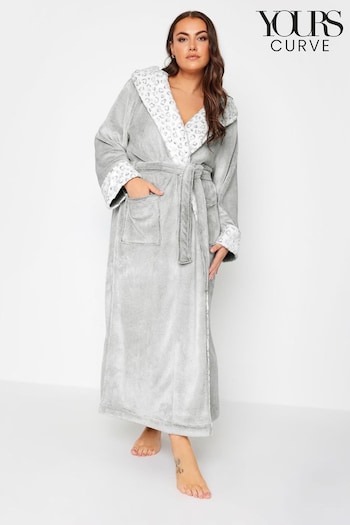 Yours Curve Grey Maxi Animal Hooded Robe (N34211) | £37