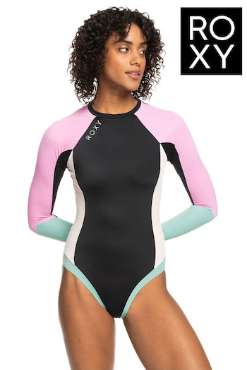 Roxy Active Black Long Sleeve Back Zip Rash Swimsuit (N34235) | £70