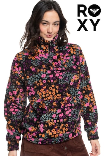 Roxy Live Out Loud Floral Half Zip Black Fleece (N34249) | £70