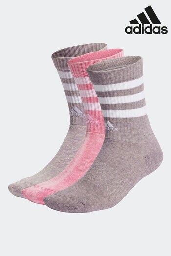adidas pillow Pink 3 Stripes Stonewash Crew Socks 3 Pack (N34272) | £20