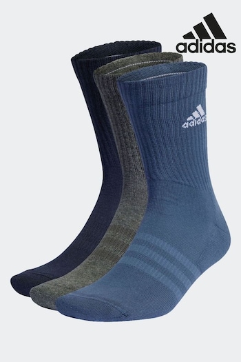 adidas Blue Performance Cushioned Crew Socks 3 Pack (N34307) | £12