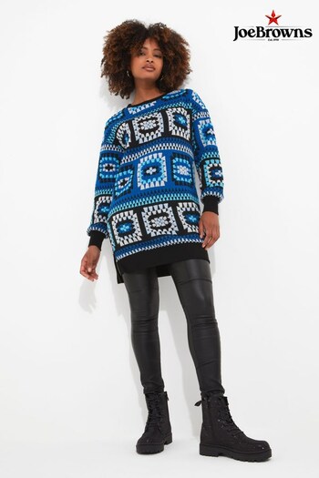 Joe Browns Blue Crochet Effect Sweat Tunic Dress (N34317) | £55