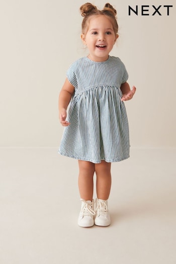 Blue Stripe Boxy Cotton Dress (3mths-7yrs) (N34334) | £12 - £14