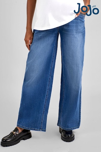 JoJo Maman Bébé Mid Wash Wide Leg Maternity Jeans logo (N34458) | £42