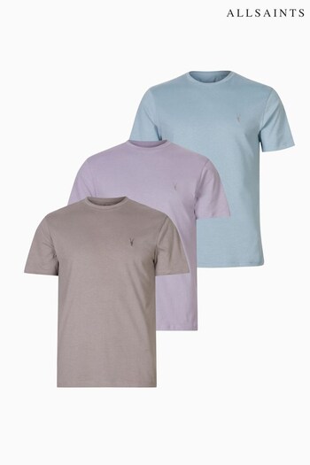 AllSaints Purple Brace Short Sleeve Crew T-Shirts 3 Pack (N34492) | £95