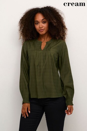 Cream Green Liselin Long Sleeve V-Neck Blouse (N34520) | £50