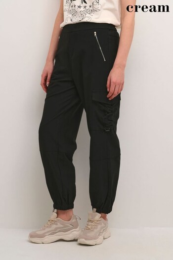 Cream Bemah Elastic Waist Cargo Black Trousers (N34533) | £100