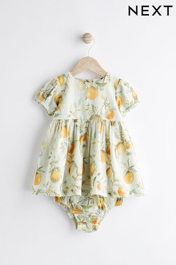 Sage Green/Orange Print Baby Prom Dress (0mths-3yrs) (N34583) | £22 - £24