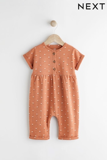 Rust Brown Floral Baby Short Sleeve Wide Leg Jumpsuit (0mths-3yrs) (N34622) | £10 - £12