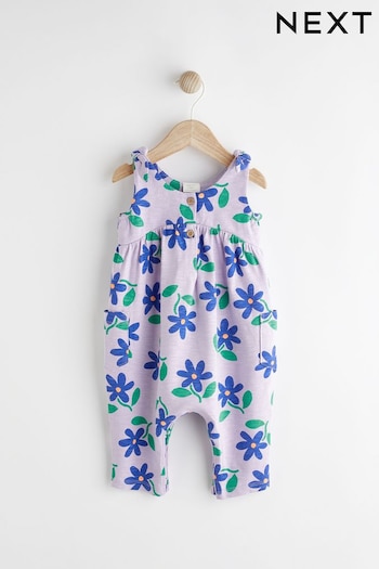 Lilac Purple Flower Print Baby Jumpsuit (0mths-3yrs) (N34635) | £11 - £13