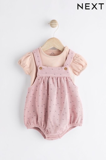 Pink Spot Baby Bloomer Romper & Short Sleeve Bodysuit Set (0mths-2yrs) (N34639) | £15 - £17
