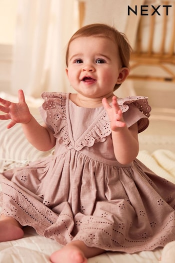 Mink Pink Baby Broderie Dress (0mths-2yrs) (N34647) | £19 - £21