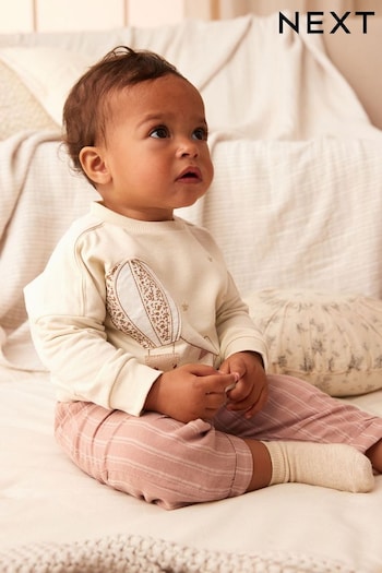 Pink/Cream 2pc Baby Sweater & Trousers Set (N34666) | £14 - £16