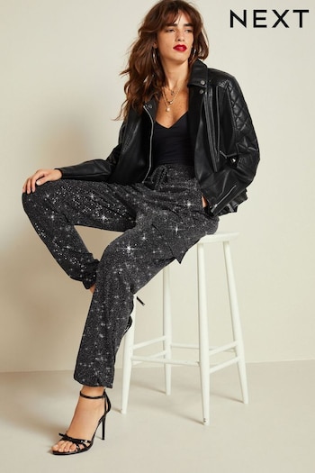 Black Sequin Cargo fit Trousers (N34838) | £42