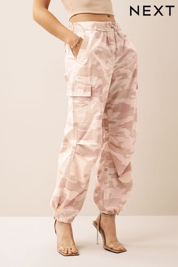 Pink Camouflage Parachute Cotton Cargo Trousers high (N34839) | £34