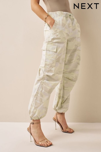 Yellow Camouflage Parachute Cotton Cargo Trousers baroque-print (N34840) | £34
