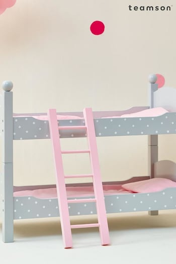 Teamson Home Grey Kids Wooden Baby Doll Furniture Bunk Bed and Bedding (N34917) | £55