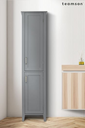 Teamson Home Grey Mercer Wooden Bathroom Tall Linen Storage Cabinet Unit (N34918) | £150