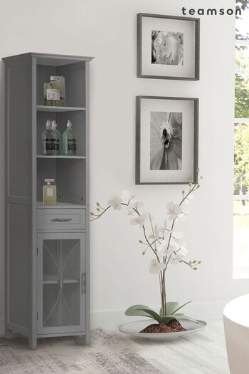 Teamson Home Grey Delaney Wooden Bathroom Tall Linen Storage Cabinet Unit (N34921) | £200