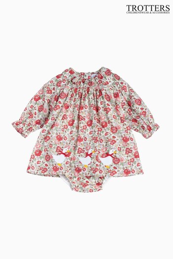 Trotters London Red Little Liberty Print Felicitie My First Duck Dress (N34948) | £76