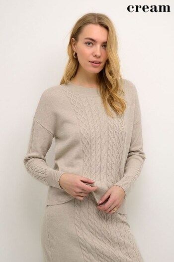 Cream Natural Dela Cable Knit Long Sleeve Pullover Jumper (N34959) | £50