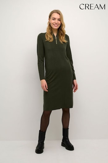 Cream Green Dela Knee Length Knitted Dress (N34962) | £65