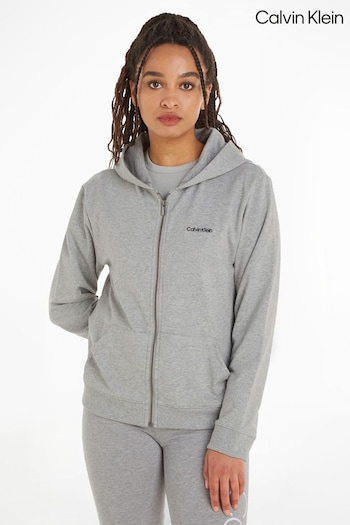 Calvin Must Klein Grey Modern Cotton Loungewear Full Zip Hoodie (N34985) | £75
