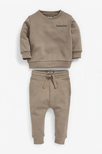 Personalised Jersey Sweatshirt and Joggers Set (3mths-7yrs) (N35038) | £15 - £19