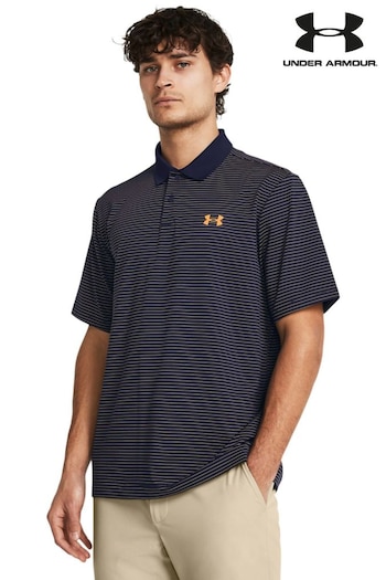 Under Armour Blue/Orange Golf Stripe Polo Shirt (N35067) | £45