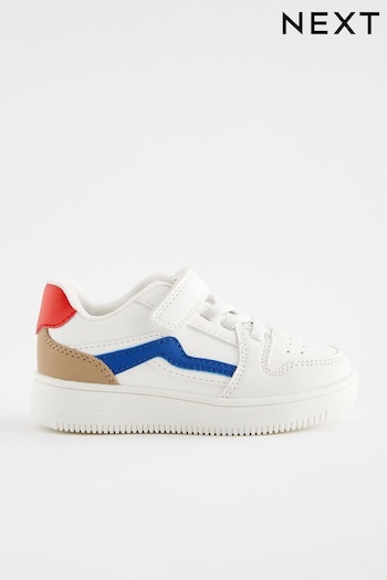 White/Blue/Red Touch Fastening Elastic Lace Trainers (N35107) | £18 - £20