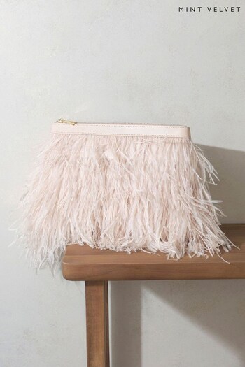 Mint Velvet Pink Feather Clutch Bag (N35125) | £109