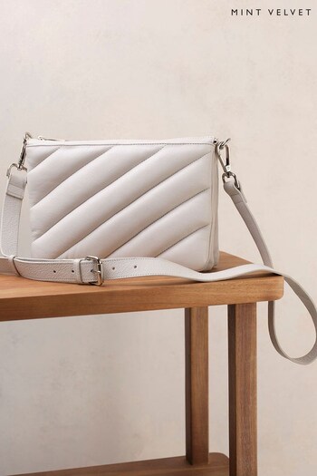 Mint Velvet Cream RIVER Leather Cross-body Bag (N35127) | £99