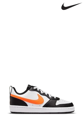 Nike White/Black/Orange Court Borough Low Youth Trainers (N35213) | £45