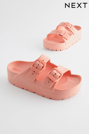Apricot Pink Double Buckle Chunky Femme Sandals (N35277) | £10 - £13