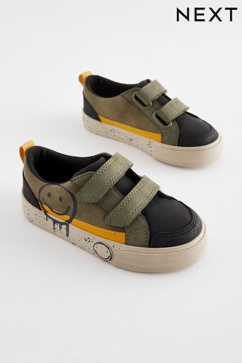 Khaki Green Smile Standard Fit (F) Two Strap Touch Fastening Shoes (N35309) | £16 - £20