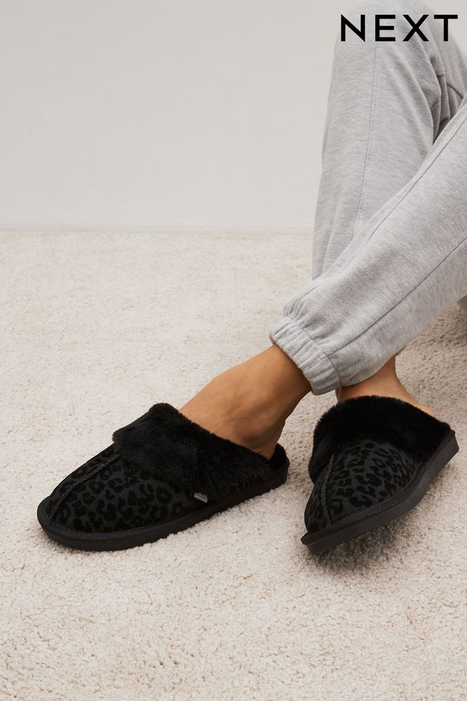 Women's black slip on slippers online