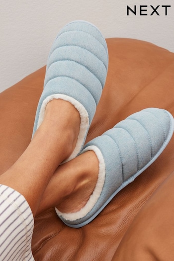 Blue Quilted Mule Slippers (N35346) | £16