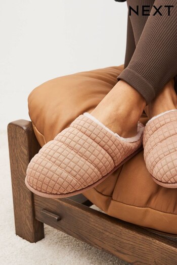 Pink Quilted Mule Slippers (N35347) | £16