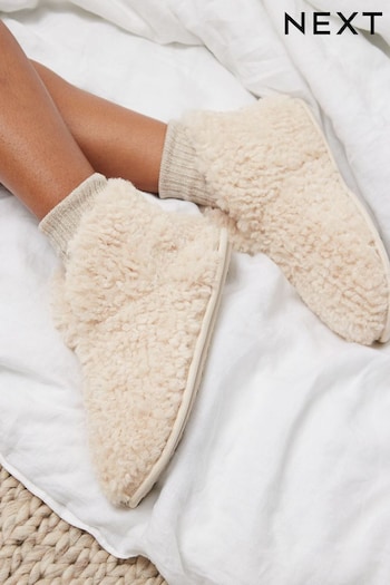 Cream Recycled Faux Fur Cosy Boot Slippers (N35367) | £18