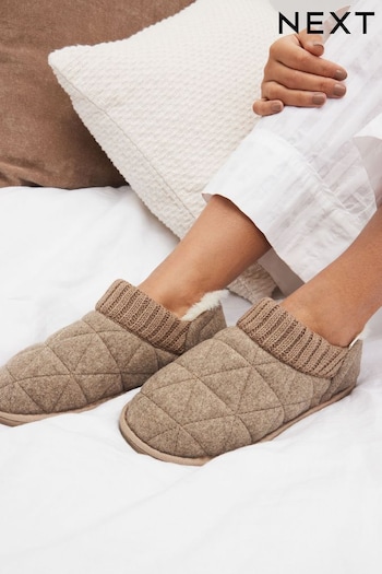 Brown Quilted Shoot Slippers (N35372) | £18