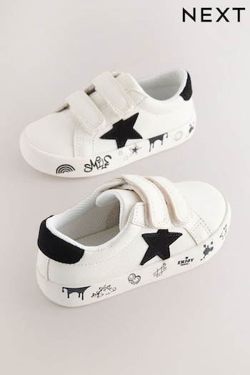 Black/White Standard Fit (F) Star Touch Fastening Trainers (N35376) | £16 - £20