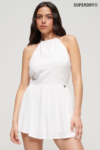 Superdry White Vintage Embroidered Mini Dress (N35390) | £55