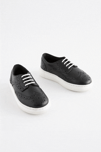 Black Brogue Smart Leather Lace-Up Shoes (N35544) | £24 - £28