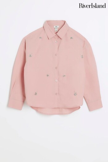 River Island Pink Girls Embellished Shirt (N35551) | £22