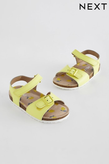 Yellow Standard Fit (F) Leather Corkbed Sandals White (N35588) | £17 - £19